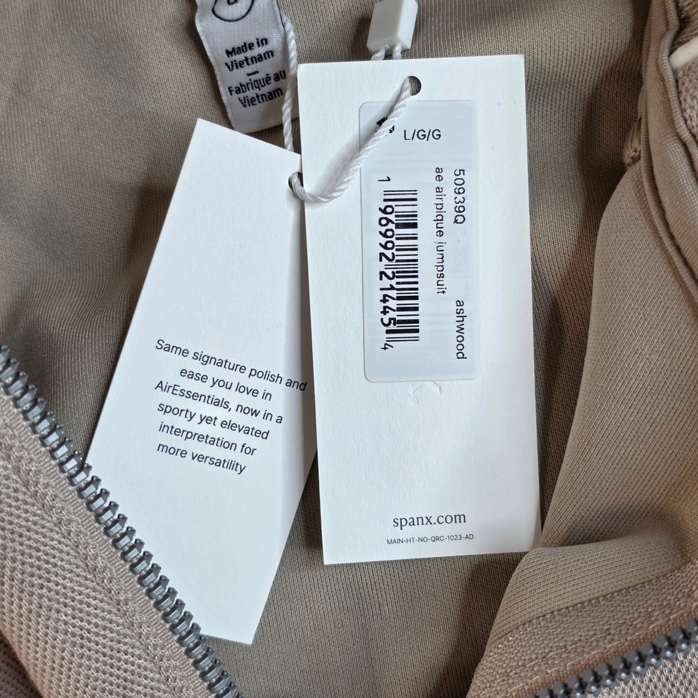 Spanx AirEssentials Women Petite Large Tan NWT Jumpsuit Travel Wide Leg Pants - Picture 12 of 16